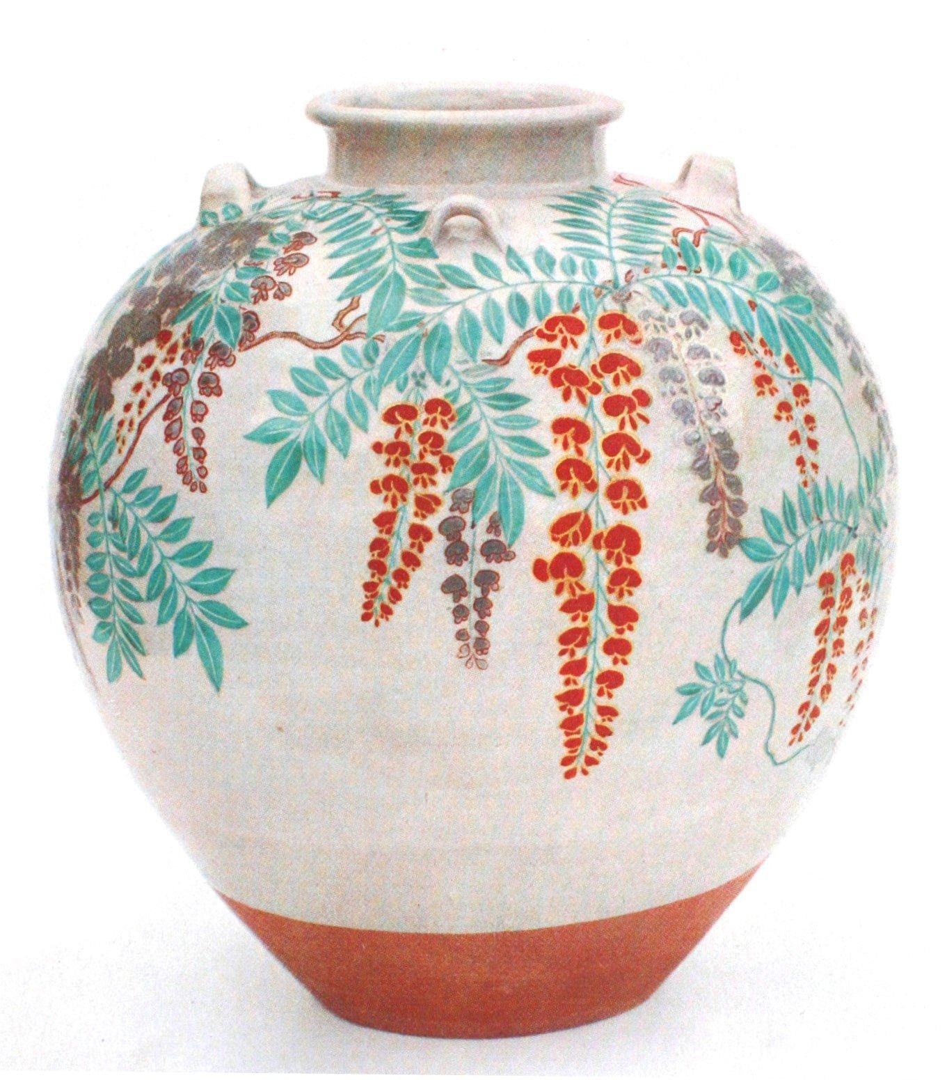 色絵藤花文茶壺