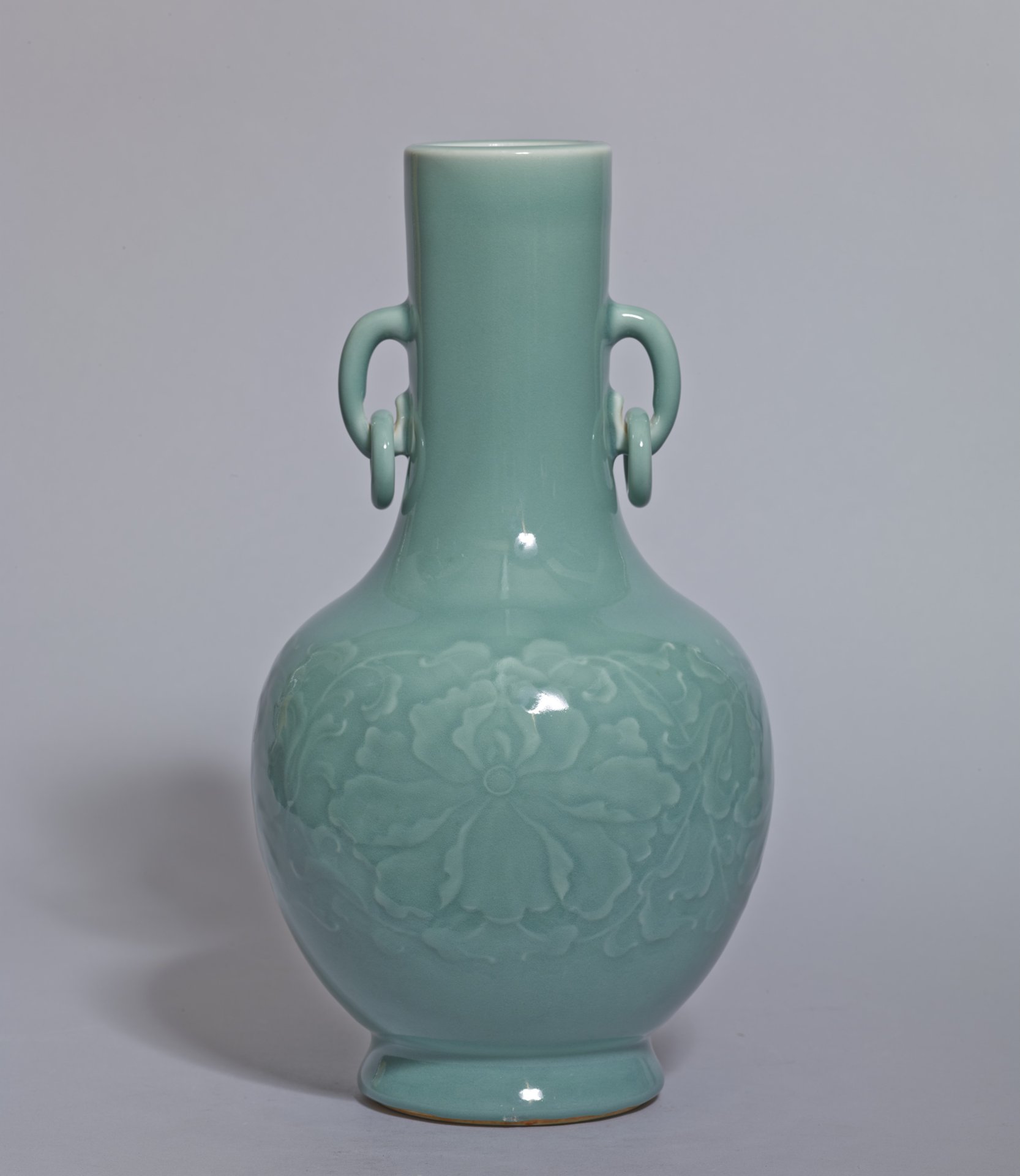 Vase with Peony Vines and Handles