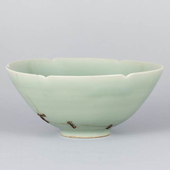 青磁輪花茶碗 銘 馬蝗絆